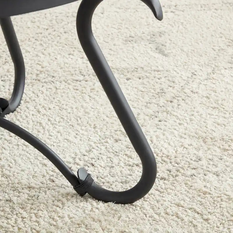 Table basse ronde rustique en verre trempé (2 pièces) avec table d'appoint pour salon, noire