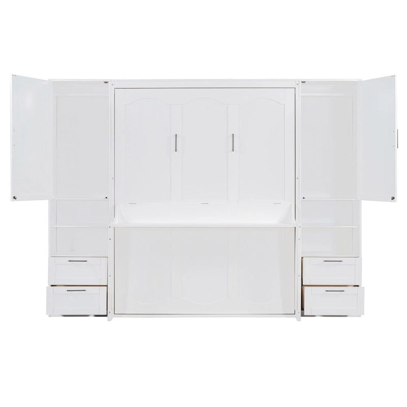 Lit escamotable Queen Size avec placard, bureau, tiroirs et étagères