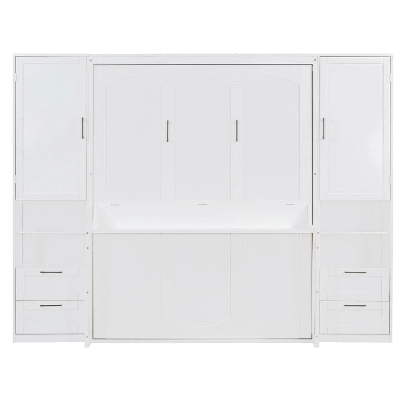 Lit escamotable Queen Size avec placard, bureau, tiroirs et étagères