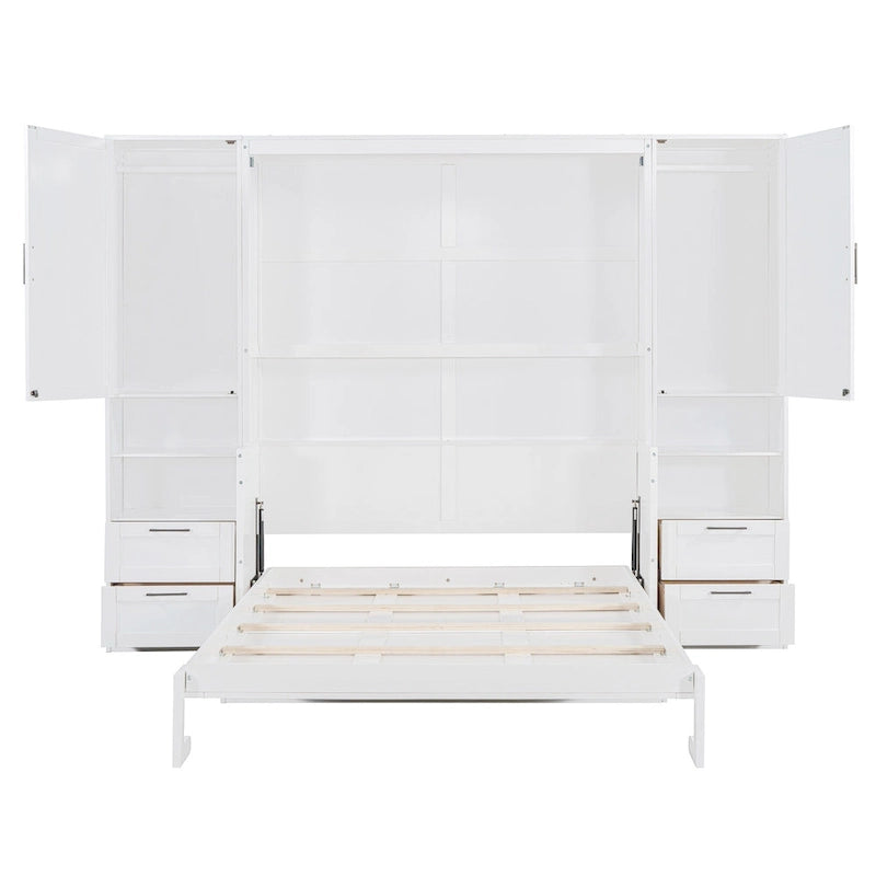 Lit escamotable Queen Size avec placard, bureau, tiroirs et étagères