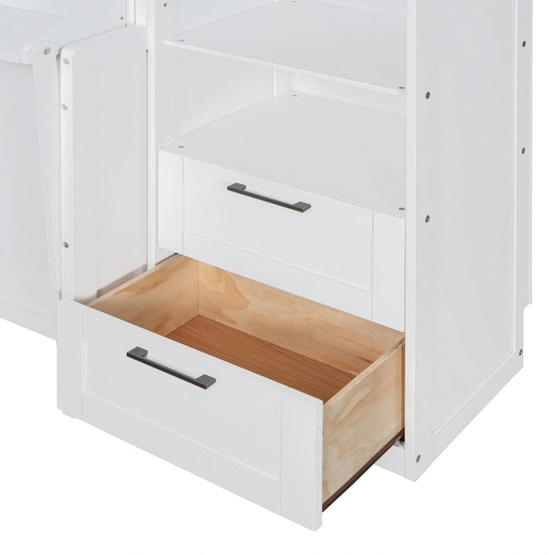 Lit escamotable Queen Size avec placard, bureau, tiroirs et étagères