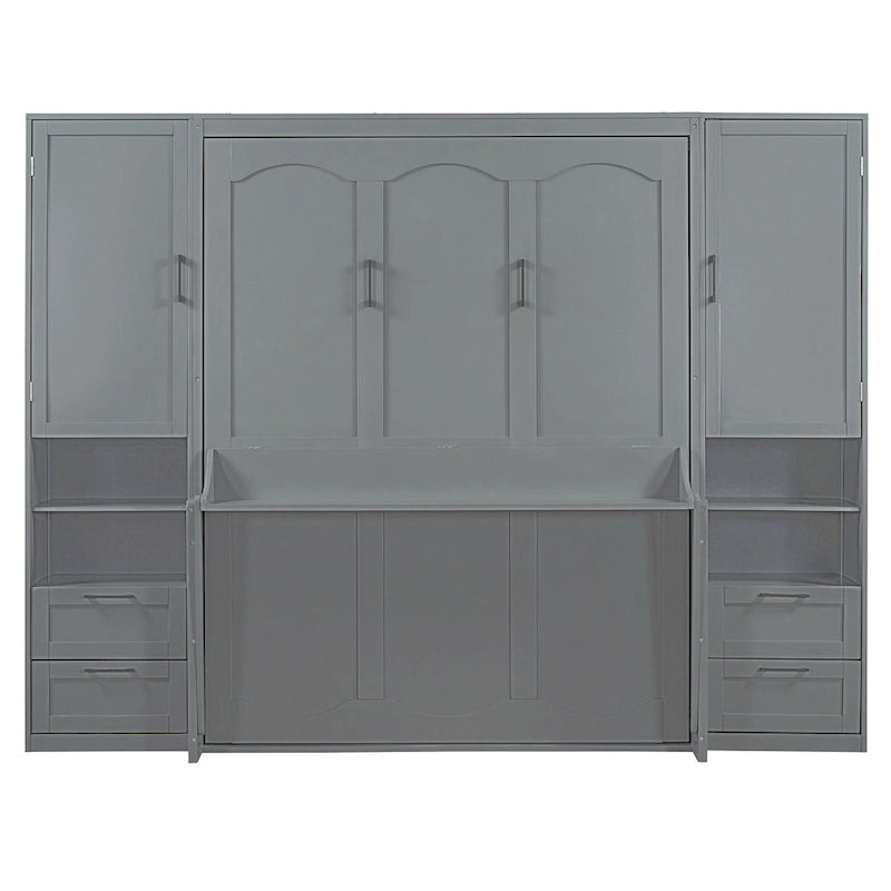 Lit escamotable Queen Size avec placard, bureau, tiroirs et étagères