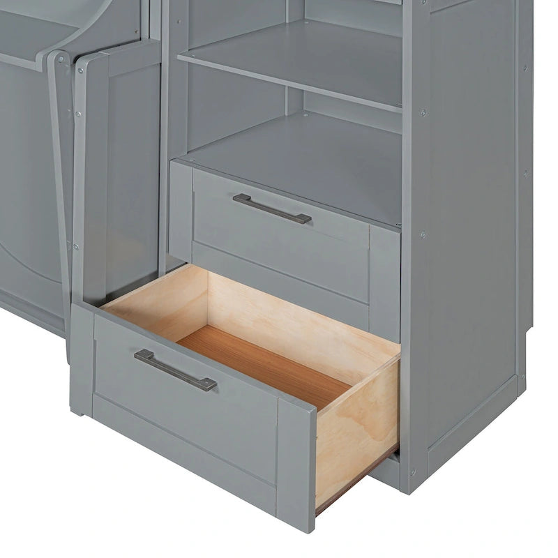 Lit escamotable Queen Size avec placard, bureau, tiroirs et étagères