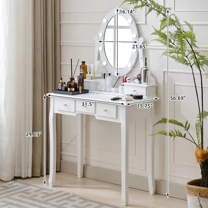 Ensemble coiffeuse avec tabouret et miroir lumineux