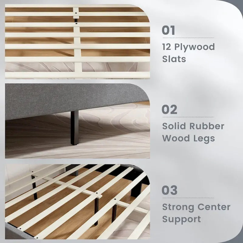 Cadre de lit rembourré Gymax pleine grandeur avec matelas à poches élastiques