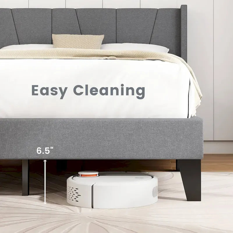 Cadre de lit rembourré Gymax pleine grandeur avec matelas à poches élastiques