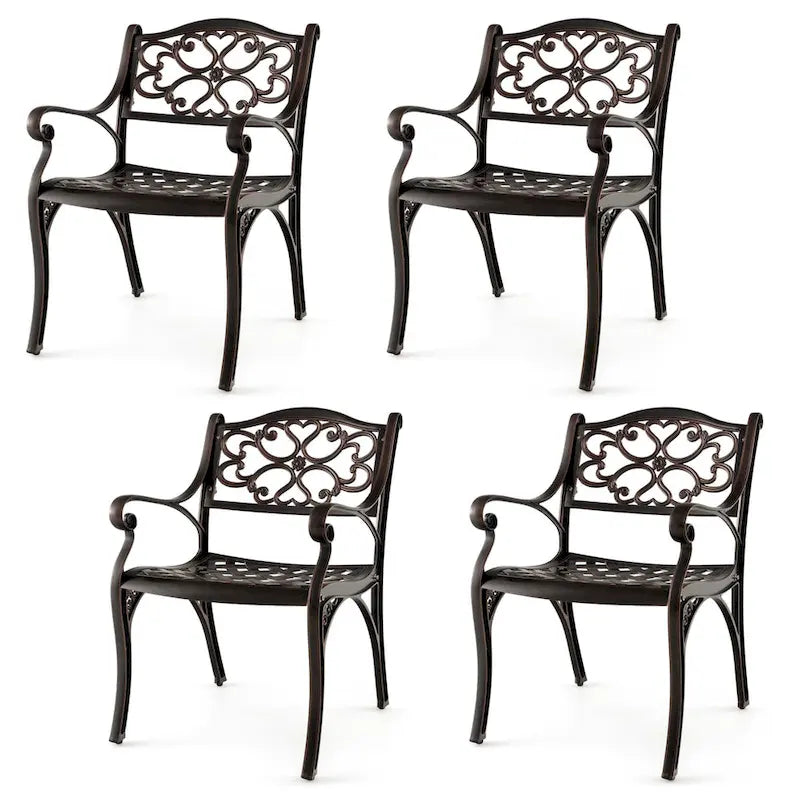 Ensemble de 2 chaises de patio Costway en aluminium moulé (2 ou 4 pièces) pour repas en extérieur - Voir les détails