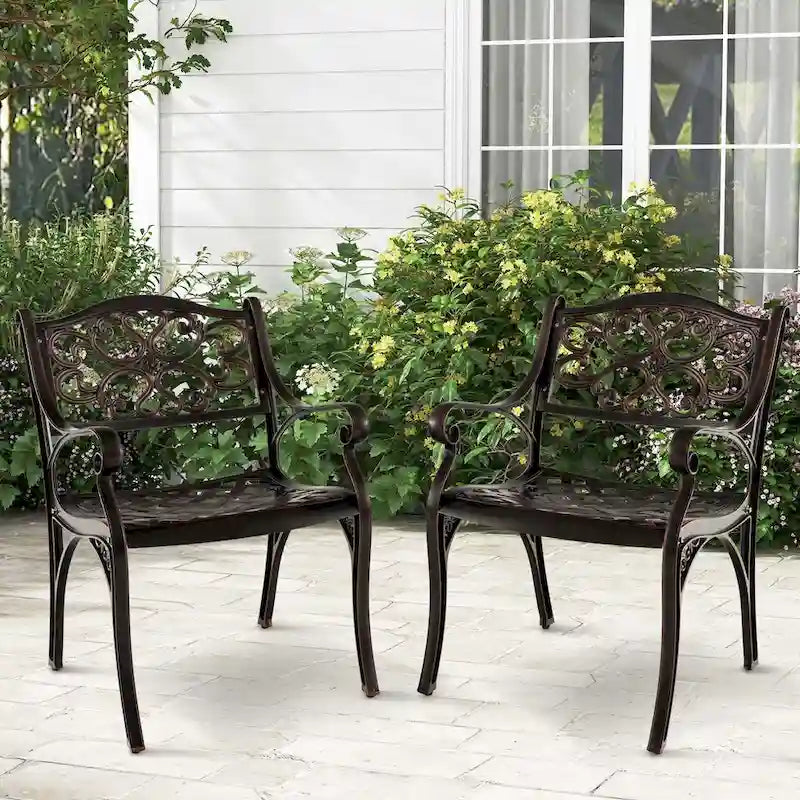 Ensemble de 2 chaises de patio Costway en aluminium moulé (2 ou 4 pièces) pour repas en extérieur - Voir les détails