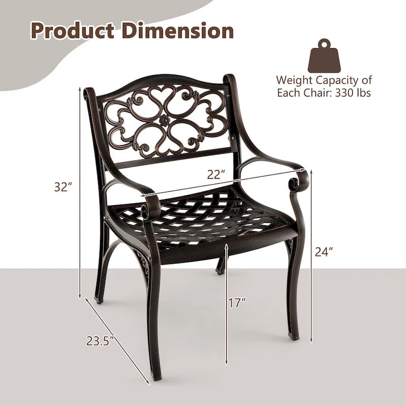 Ensemble de 2 chaises de patio Costway en aluminium moulé (2 ou 4 pièces) pour repas en extérieur - Voir les détails