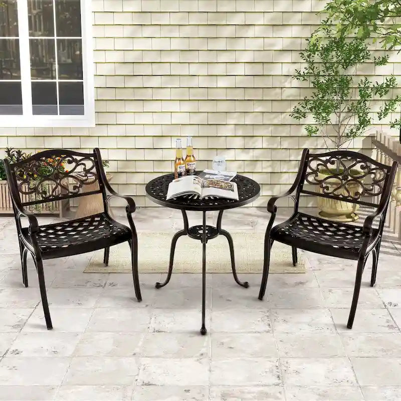 Ensemble de 2 chaises de patio Costway en aluminium moulé (2 ou 4 pièces) pour repas en extérieur - Voir les détails