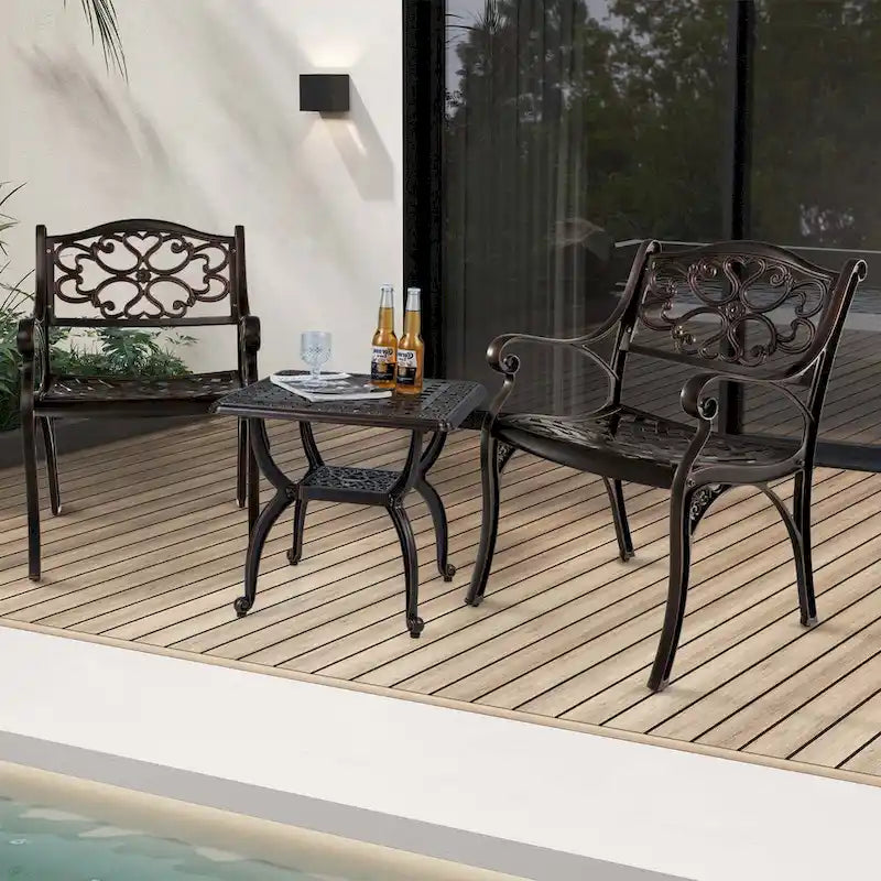 Ensemble de 2 chaises de patio Costway en aluminium moulé (2 ou 4 pièces) pour repas en extérieur - Voir les détails