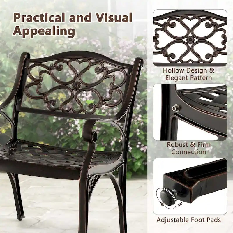 Ensemble de 2 chaises de patio Costway en aluminium moulé (2 ou 4 pièces) pour repas en extérieur - Voir les détails
