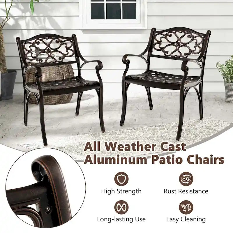Ensemble de 2 chaises de patio Costway en aluminium moulé (2 ou 4 pièces) pour repas en extérieur - Voir les détails