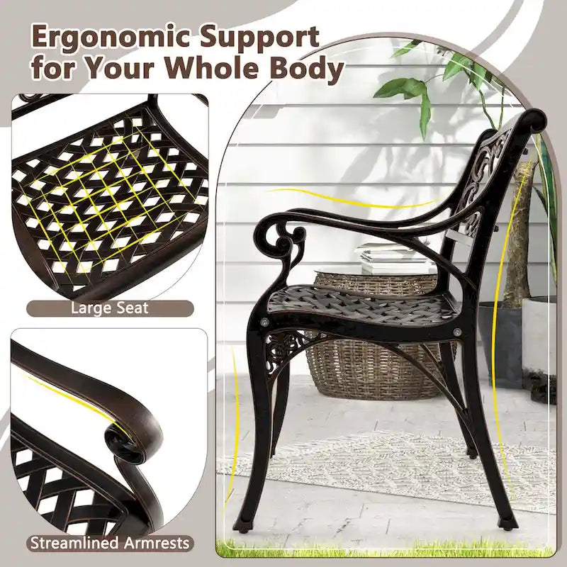 Ensemble de 2 chaises de patio Costway en aluminium moulé (2 ou 4 pièces) pour repas en extérieur - Voir les détails