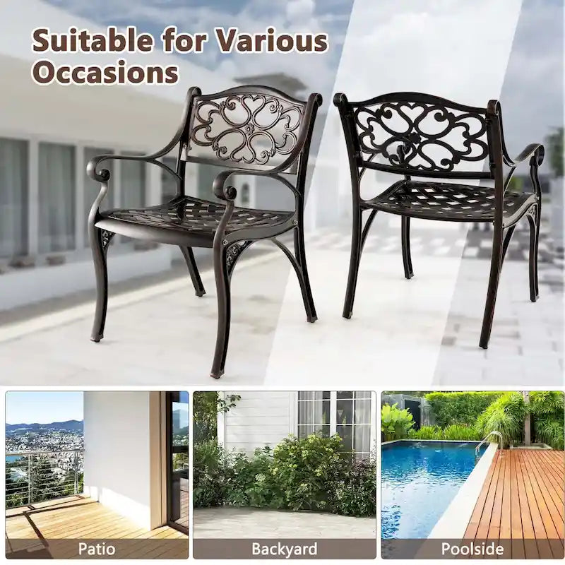 Ensemble de 2 chaises de patio Costway en aluminium moulé (2 ou 4 pièces) pour repas en extérieur - Voir les détails