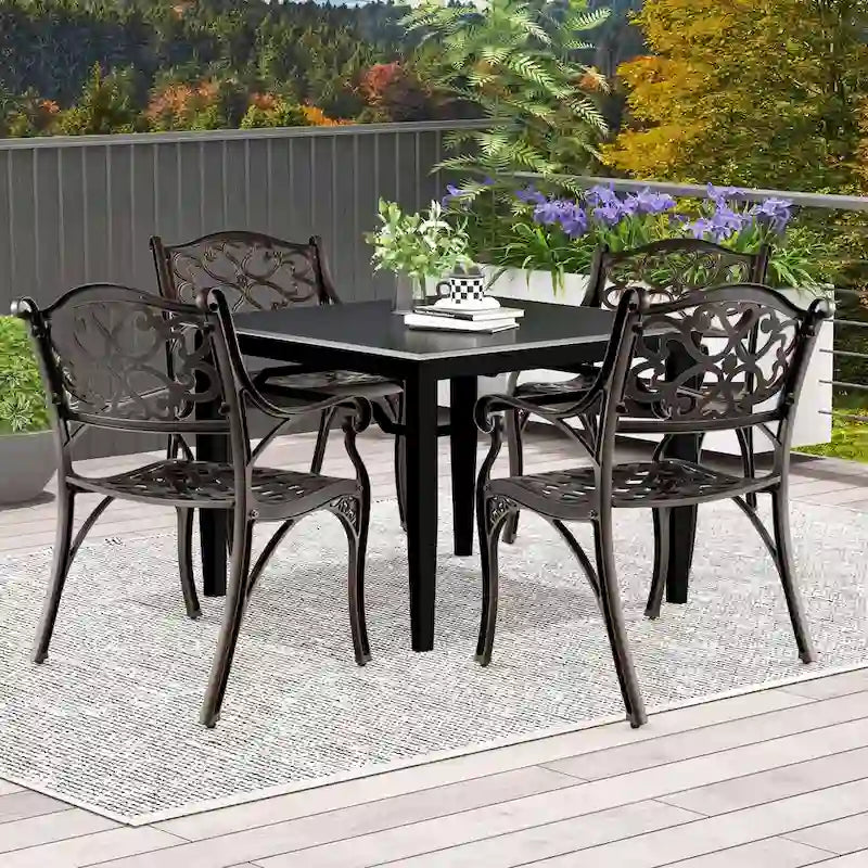 Ensemble de 2 chaises de patio Costway en aluminium moulé (2 ou 4 pièces) pour repas en extérieur - Voir les détails