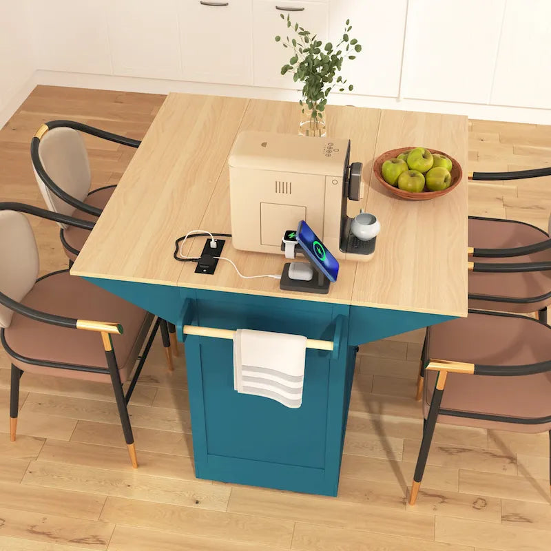Îlot de cuisine de grande taille (55,7 po) avec 2 rallonges rabattables (tabouret non inclus)
