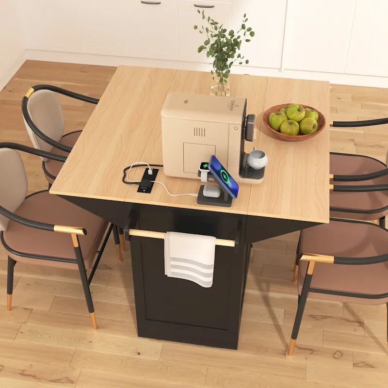 Îlot de cuisine de grande taille (55,7 po) avec 2 rallonges rabattables (tabouret non inclus)
