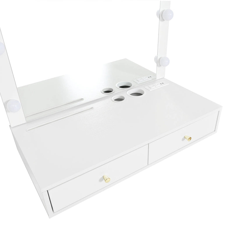 Coiffeuse suspendue avec miroir et éclairage tricolore