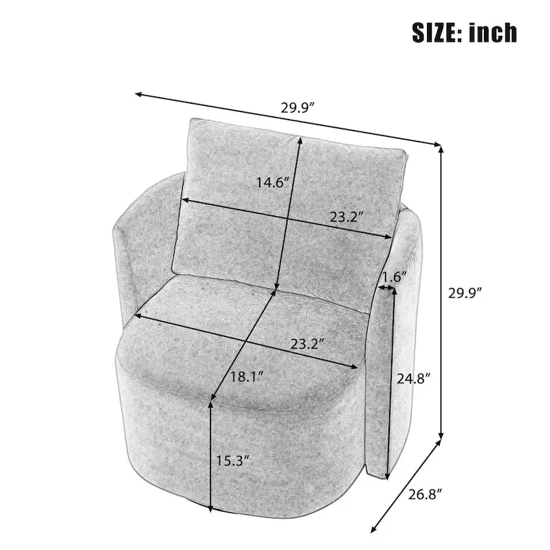 Fauteuil pivotant à 360° en chenille avec design ergonomique incurvé et capacité de charge de 200 kg