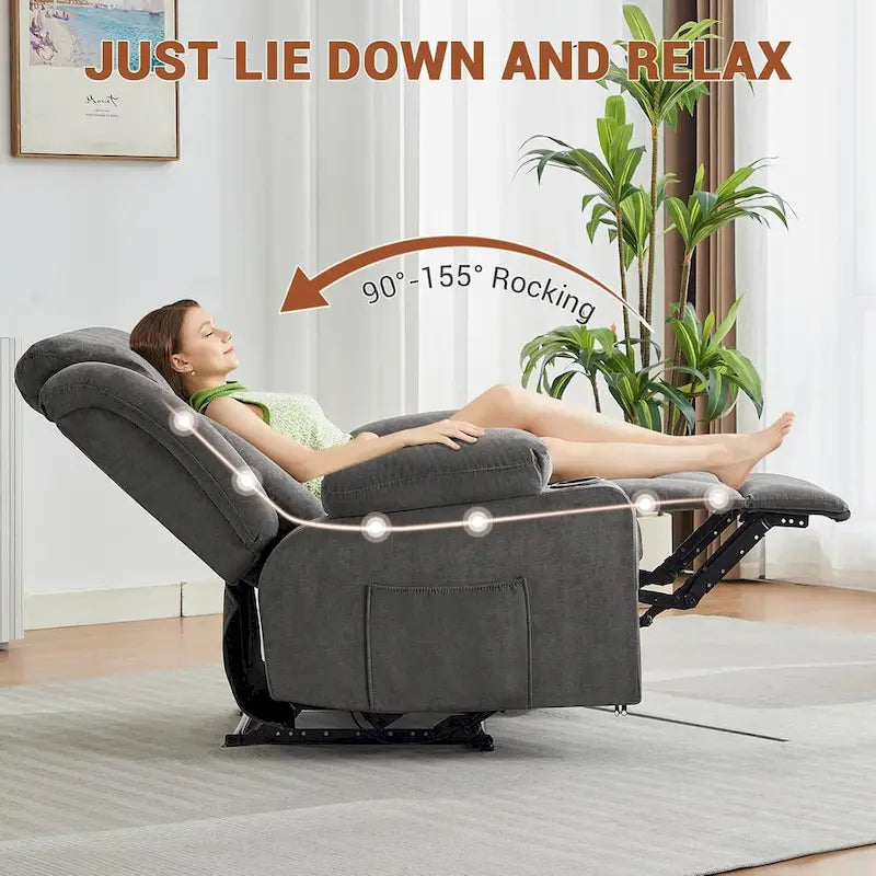 Fauteuil inclinable manuel surdimensionné avec massage par vibration et chauffage, canapé classique à assise profonde et rembourrée