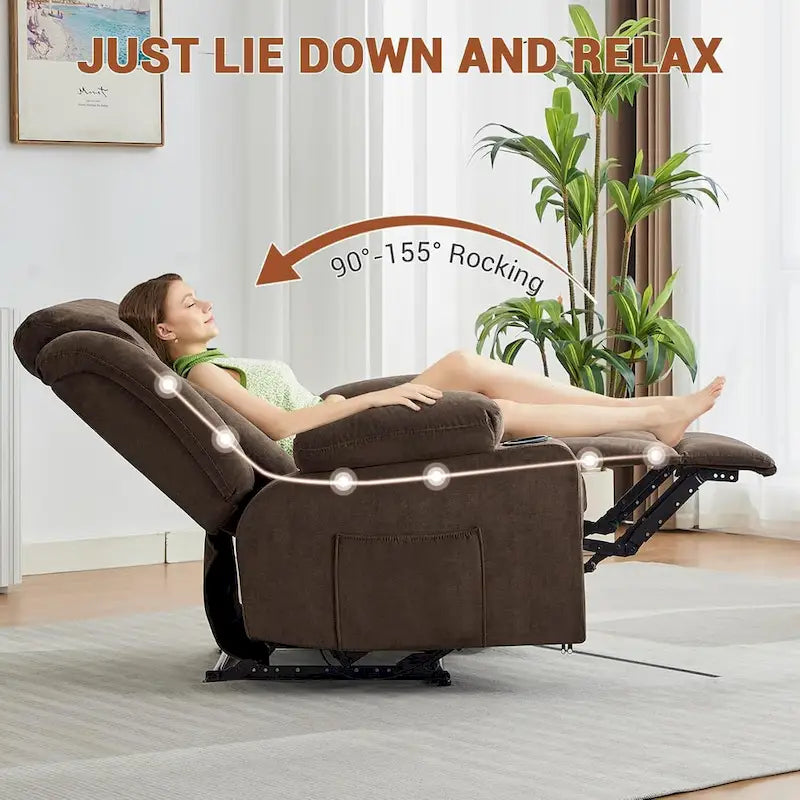 Fauteuil inclinable manuel surdimensionné avec massage par vibration et chauffage, canapé classique à assise profonde et rembourrée