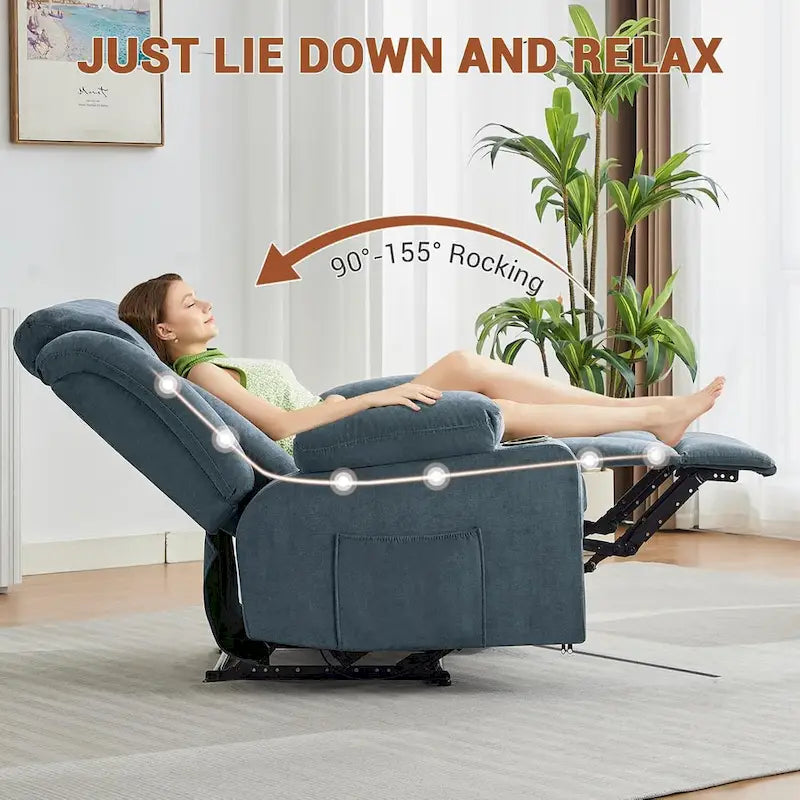 Fauteuil inclinable manuel surdimensionné avec massage par vibration et chauffage, canapé classique à assise profonde et rembourrée
