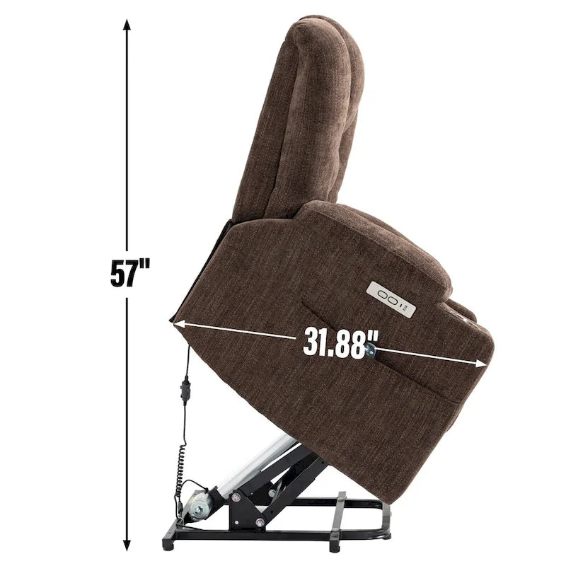 Fauteuil inclinable électrique avec massage et chauffage, fauteuil Lazy Boy extra-rembourré et large avec ports USB et Type C et 2 porte-gobelets en acier