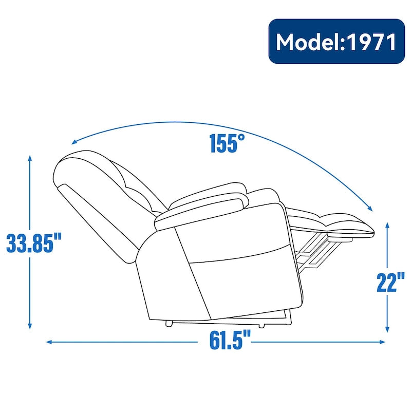 Fauteuil inclinable électrique avec massage et chauffage, fauteuil Lazy Boy extra-rembourré et large avec ports USB et Type C et 2 porte-gobelets en acier