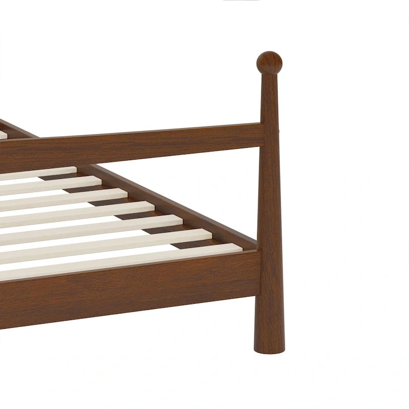 Lit plateforme avec tête de lit capitonnée en bouclette, sans sommier, sommier à lattes en bois, profil bas - Design minimaliste