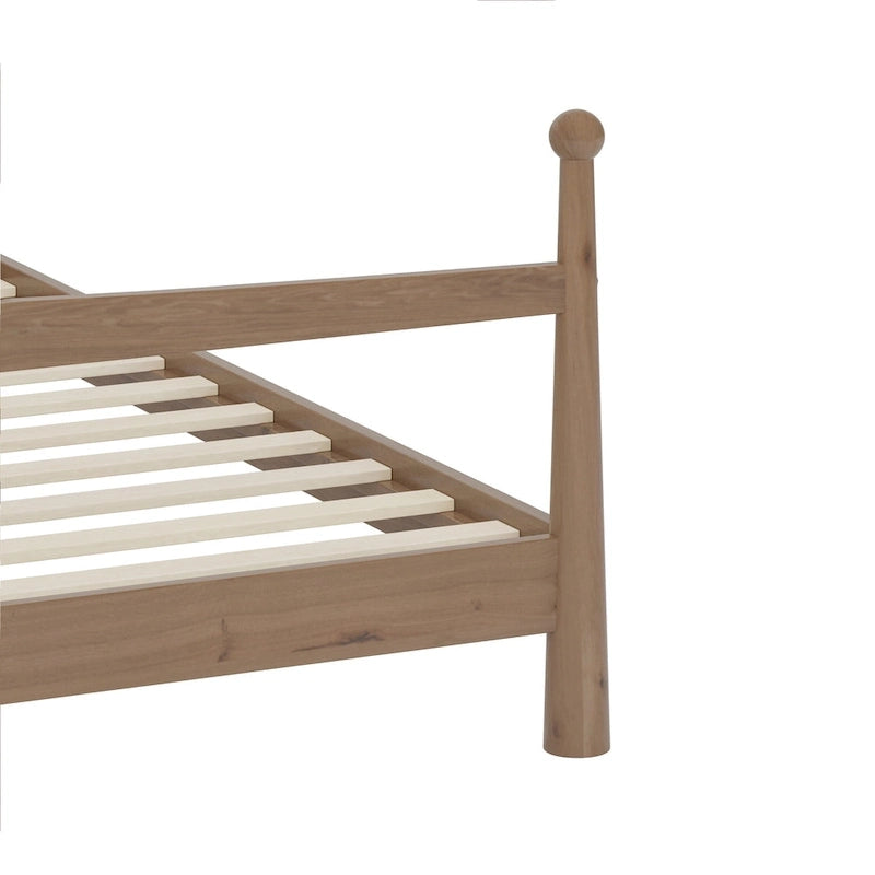 Lit plateforme avec tête de lit capitonnée en bouclette, sans sommier, sommier à lattes en bois, profil bas - Design minimaliste