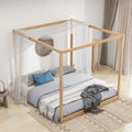 Lit plateforme moderne à baldaquin bas, cadre de lit en bois avec pieds de soutien, pour enfants, adolescents et adultes, sommier non nécessaire
