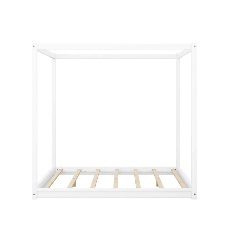 Lit plateforme moderne à baldaquin bas, cadre de lit en bois avec pieds de soutien, pour enfants, adolescents et adultes, sommier non nécessaire