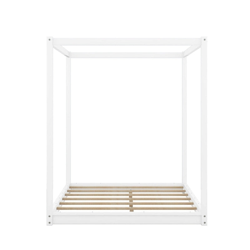 Lit plateforme moderne à baldaquin bas, cadre de lit en bois avec pieds de soutien, pour enfants, adolescents et adultes, sommier non nécessaire