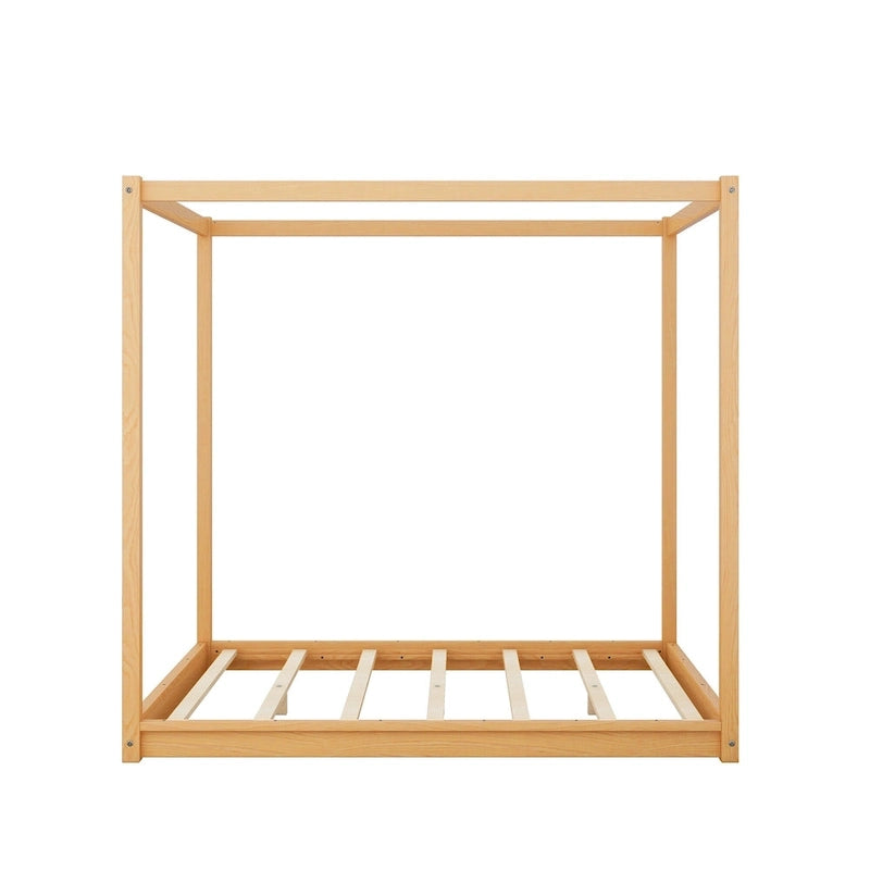 Lit plateforme moderne à baldaquin bas, cadre de lit en bois avec pieds de soutien, pour enfants, adolescents et adultes, sommier non nécessaire