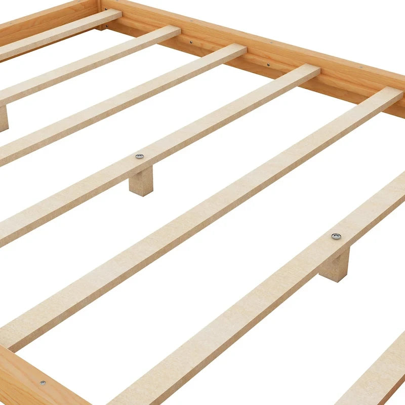 Lit plateforme moderne à baldaquin bas, cadre de lit en bois avec pieds de soutien, pour enfants, adolescents et adultes, sommier non nécessaire