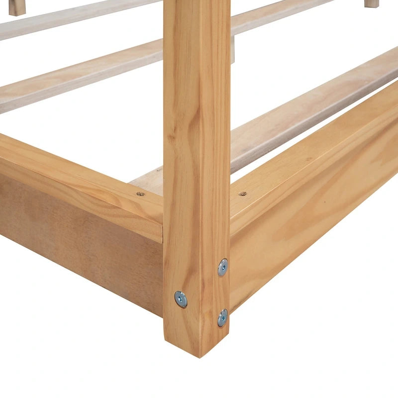 Lit plateforme moderne à baldaquin bas, cadre de lit en bois avec pieds de soutien, pour enfants, adolescents et adultes, sommier non nécessaire