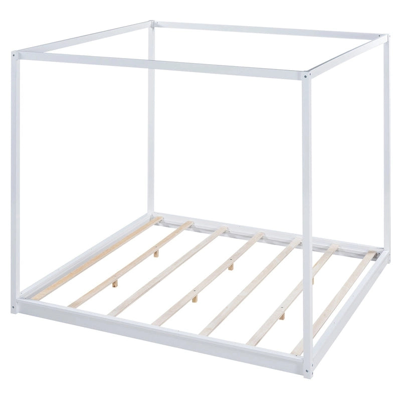 Lit plateforme moderne à baldaquin bas, cadre de lit en bois avec pieds de soutien, pour enfants, adolescents et adultes, sommier non nécessaire