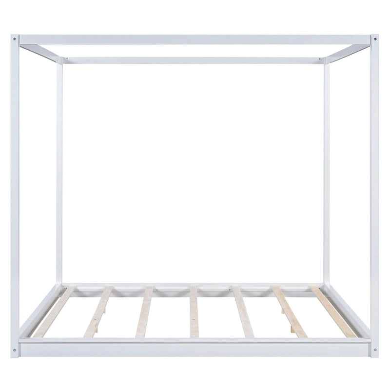 Lit plateforme moderne à baldaquin bas, cadre de lit en bois avec pieds de soutien, pour enfants, adolescents et adultes, sommier non nécessaire