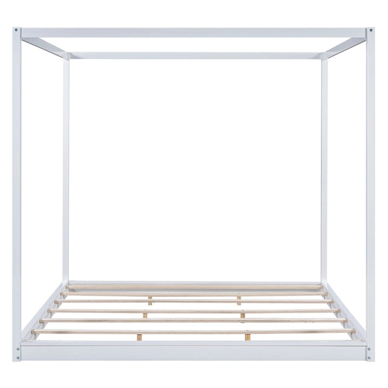Lit plateforme moderne à baldaquin bas, cadre de lit en bois avec pieds de soutien, pour enfants, adolescents et adultes, sommier non nécessaire