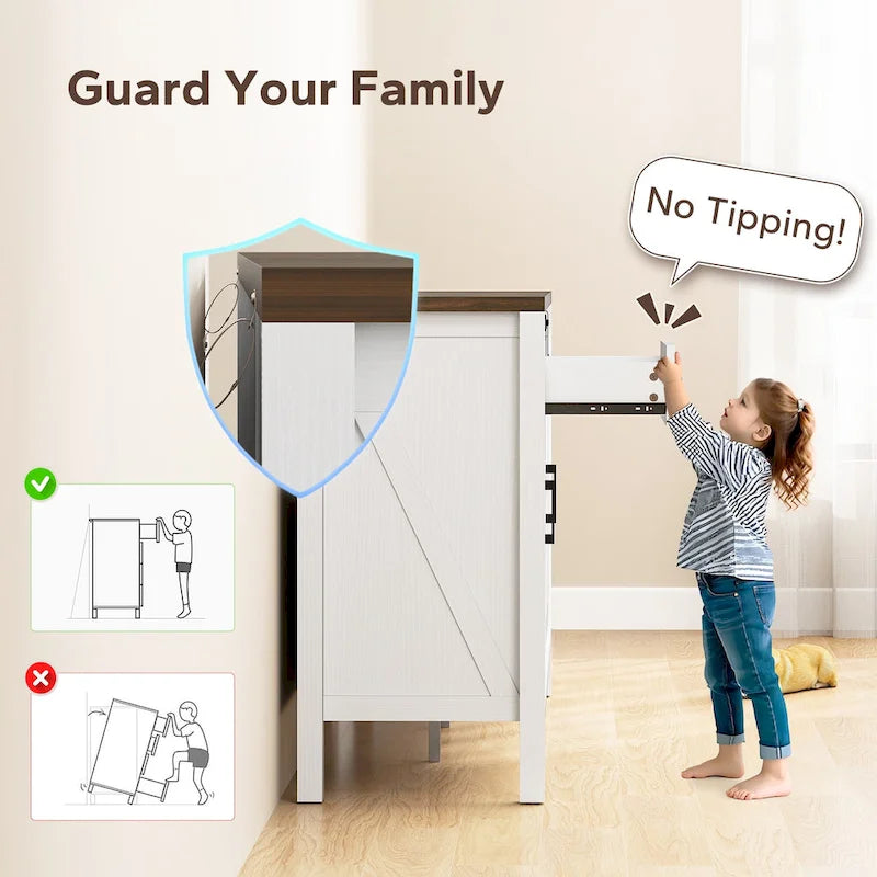 Buffet de style campagnard HOMCOM de 150 cm avec plateau épais, meuble bar à café avec 2 étagères réglables pour la cuisine