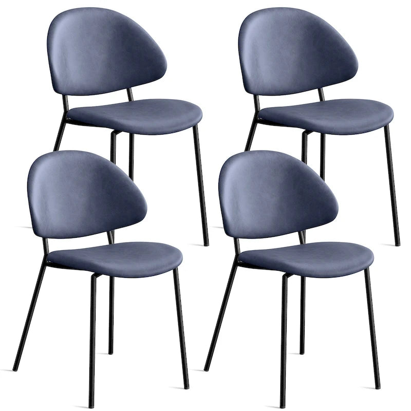 Ensemble de 4 chaises de salle à manger rembourrées en cuir PU, style moderne du milieu du siècle, avec dossier incurvé, pour salle à manger et cuisine.