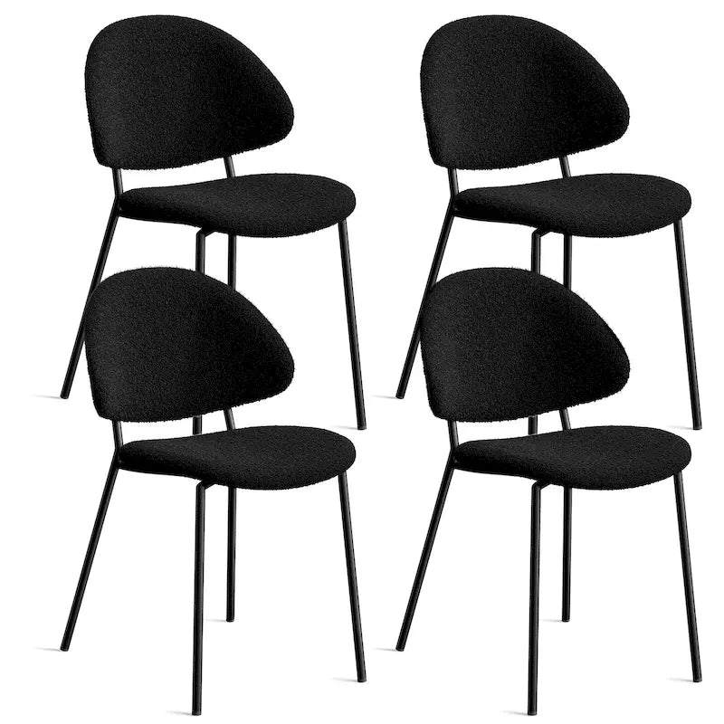 Ensemble de 4 chaises de salle à manger rembourrées en cuir PU, style moderne du milieu du siècle, avec dossier incurvé, pour salle à manger et cuisine.