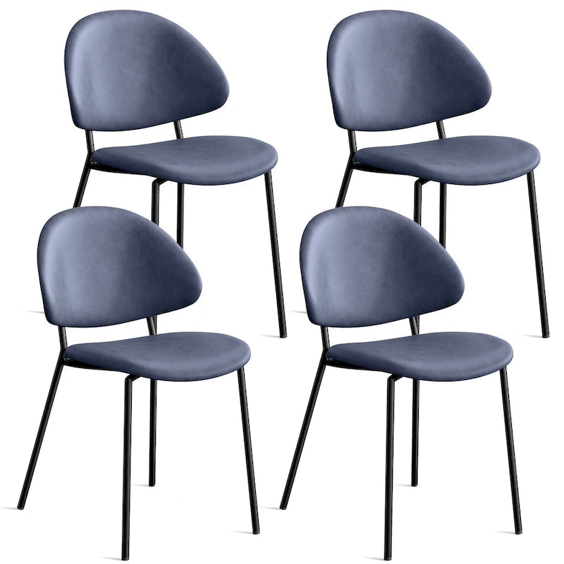 Ensemble de 4 chaises de salle à manger rembourrées en cuir PU, style moderne du milieu du siècle, avec dossier incurvé, pour salle à manger et cuisine.