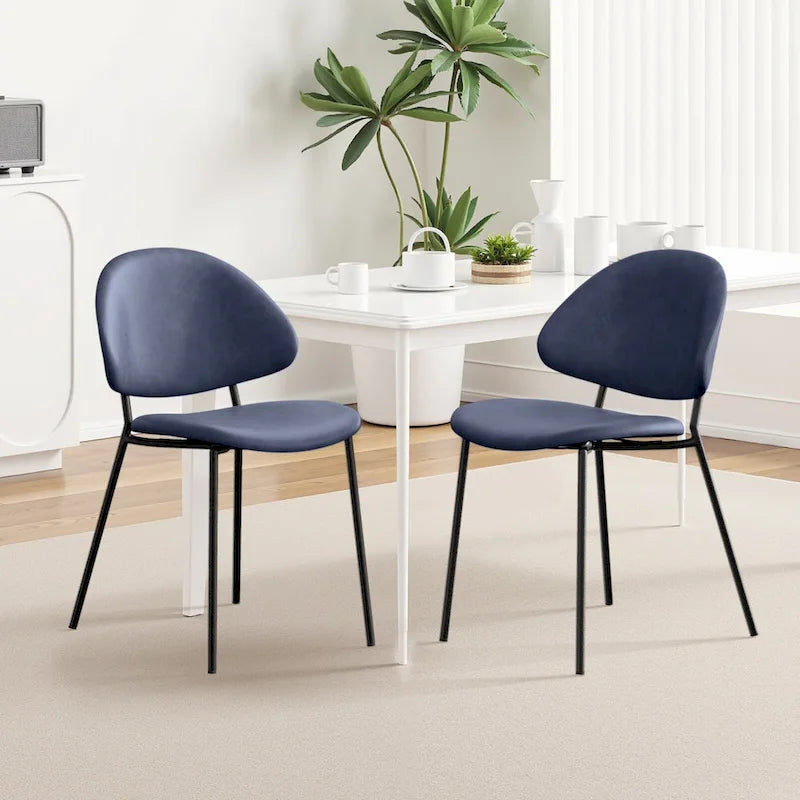Ensemble de 4 chaises de salle à manger rembourrées en cuir PU, style moderne du milieu du siècle, avec dossier incurvé, pour salle à manger et cuisine.