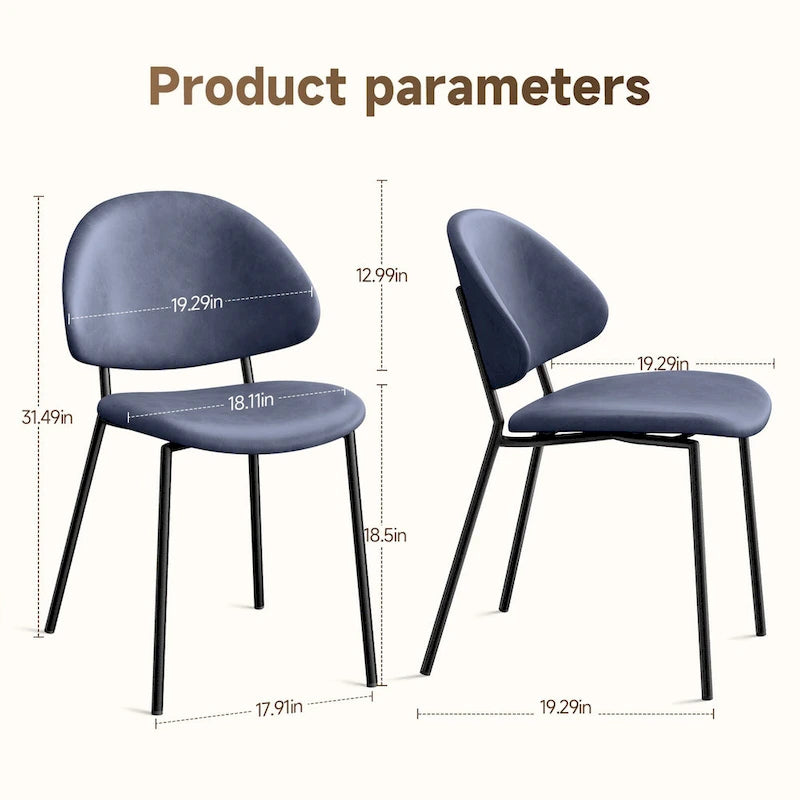 Ensemble de 4 chaises de salle à manger rembourrées en cuir PU, style moderne du milieu du siècle, avec dossier incurvé, pour salle à manger et cuisine.