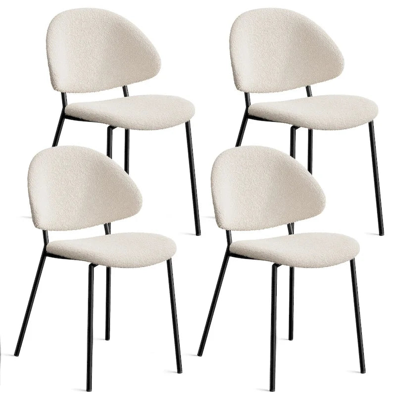 Ensemble de 4 chaises de salle à manger rembourrées en cuir PU, style moderne du milieu du siècle, avec dossier incurvé, pour salle à manger et cuisine.