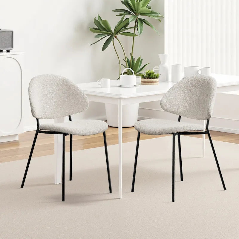 Ensemble de 4 chaises de salle à manger rembourrées en cuir PU, style moderne du milieu du siècle, avec dossier incurvé, pour salle à manger et cuisine.