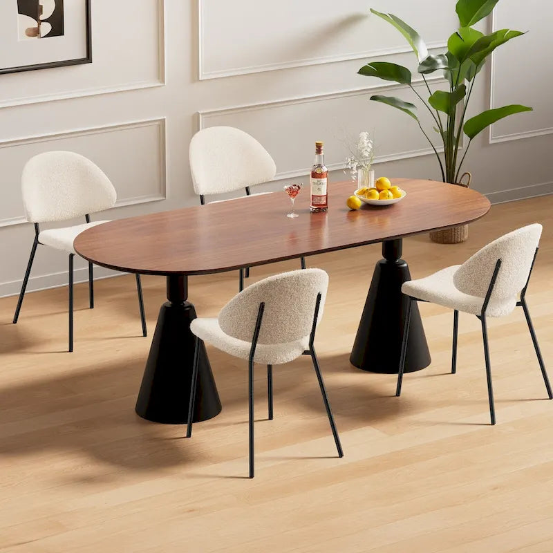 Ensemble de 4 chaises de salle à manger rembourrées en cuir PU, style moderne du milieu du siècle, avec dossier incurvé, pour salle à manger et cuisine.