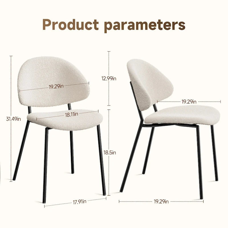 Ensemble de 4 chaises de salle à manger rembourrées en cuir PU, style moderne du milieu du siècle, avec dossier incurvé, pour salle à manger et cuisine.